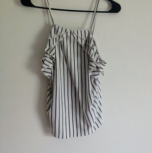 Gray and White Ruffled Tank